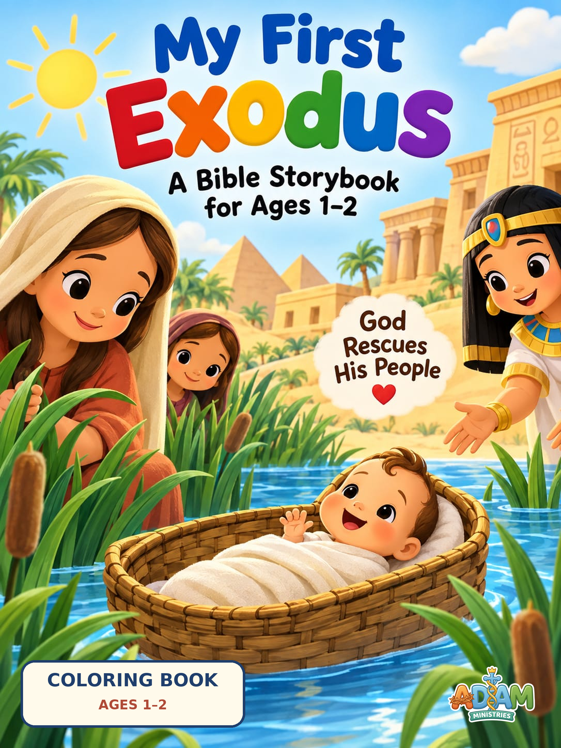 Cover of My First Exodus colouring book, an ADAM Ministries Bible coloring book